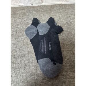 Feetures Elite Max Cushion No Show Tab Running Socks Black Gray Large